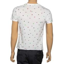 Saint Laurent White Cotton Star Printed Crew Neck Short Sleeve T-Shirt XS