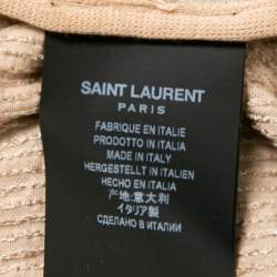Saint Laurent Silver Sequin Embellished Lurex Knit Polo T-Shirt XXL