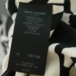مملوكة مسبقًا Saint Laurent Monochrome Jungle Print Crepe De Chine Short Sleeve Shirt XXL