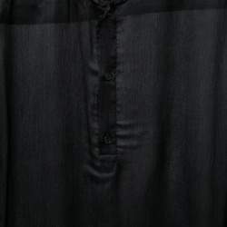 مملوكة مسبقًا Saint Laurent Black Sheer Silk Long Shirt XL