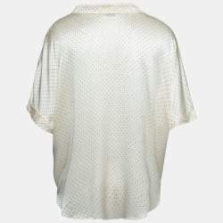 مملوكة مسبقًا Saint Laurent Cream Stud Embellished Silk Satin Shirt 4XL
