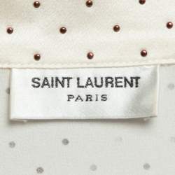 مملوكة مسبقًا Saint Laurent Cream Stud Embellished Silk Satin Shirt 4XL