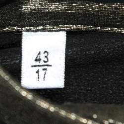 Pre Owned قميص سان لوران شفاف حرير مخطط لوركس أسود بأكمام قصيرة مقاس كبير جداً جداً ( إكس إكس لارج )