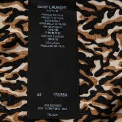 Pre Owned Saint Laurent Brown Abstract Leopard Print Crepe Short Sleeve Shirt XXXL