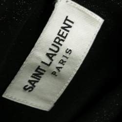 Saint Laurent Black Shiny Black Silk Button Front Shirt XL