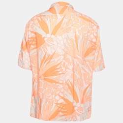 مملوكة مسبقًا Saint Laurent Orange Printed Crepe Short Sleeve Shirt XXL