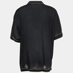 مملوكة مسبقًا تونك سان لوران مطرز لاميه أسود بأكمام صغيرة مقاس كبير جداً جداً جداً ( إكس إكس إكس لارج )