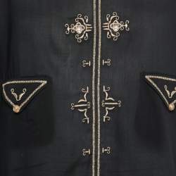 مملوكة مسبقًا تونك سان لوران مطرز لاميه أسود بأكمام صغيرة مقاس كبير جداً جداً جداً ( إكس إكس إكس لارج )