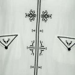 مملوكة مسبقًا تونيك سان لوران مطرز حرير وقطن أبيض مقاس كبير جداً جداً ( إكس إكس لارج )