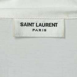 مملوكة مسبقًا تونيك سان لوران مطرز حرير وقطن أبيض مقاس كبير جداً جداً ( إكس إكس لارج )