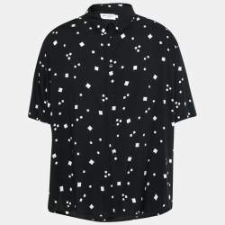 Saint Laurent Black Printed Jersey Button Front Short Sleeve Shirt 4XL