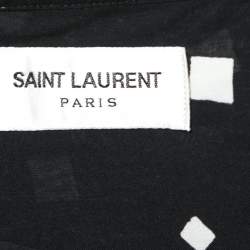 Saint Laurent Black Printed Jersey Button Front Short Sleeve Shirt 4XL