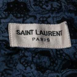 Saint Laurent Blue Printed Wool & Silk Long Sleeve Tunic S