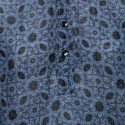 Saint Laurent Blue Printed Wool & Silk Long Sleeve Tunic S