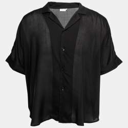 Saint Laurent Black  Sheer Button Front Short Sleeve Shirt XXXL