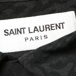 Saint Laurent Black Patterned Silk Short Sleeve Button Front Shirt XXXL