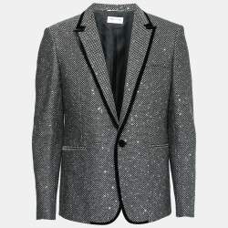 Saint Laurent Black Knit Wool Sequin Jackets L