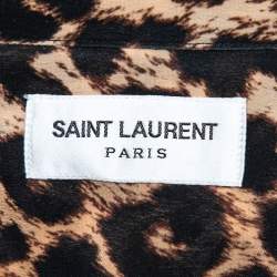 Saint Laurent Brown Leopard Print Oversized Shirt XS