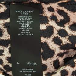 Saint Laurent Brown Leopard Print Oversized Shirt XS