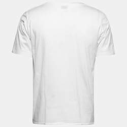 Pre Owned Saint Laurent White Logo Print Cotton T-Shirt XL