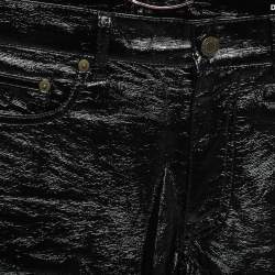 Pre Owned Saint Laurent Black Vinyl Faux Leather Trousers M