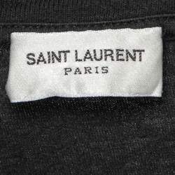 Saint Laurent Paris Black Palm Tree Printed Cotton T Shirt L 