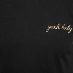 Pre Owned Saint Laurent Black Stud Embellished Cotton Round Neck T-Shirt XS