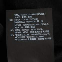 Pre Owned Saint Laurent Black Stud Embellished Cotton Round Neck T-Shirt XS