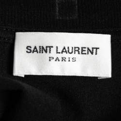 Pre Owned Saint Laurent Black Stud Embellished Cotton Round Neck T-Shirt XS