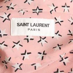 Pre Owned Saint Laurent Pink Star Printed Silk Shirt L
