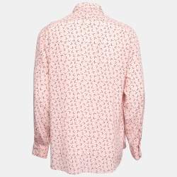 Pre Owned Saint Laurent Pink Star Printed Silk Shirt L