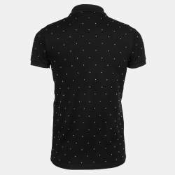 Pre Owned Saint Laurent Paris Black Cotton Pique Stud Embellished Polo T-Shirt S