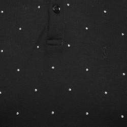 Pre Owned Saint Laurent Paris Black Cotton Pique Stud Embellished Polo T-Shirt S
