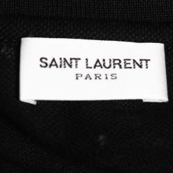 Pre Owned Saint Laurent Paris Black Cotton Pique Stud Embellished Polo T-Shirt S