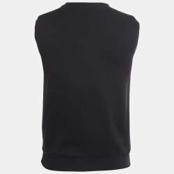 Pre Owned Saint Laurent Black Cotton & Leather Sleeveless Pullover S
