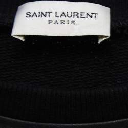Pre Owned Saint Laurent Black Cotton & Leather Sleeveless Pullover S