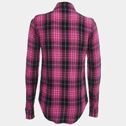 Saint Laurent Paris Pink Checked Linen Flannel Shirt S
