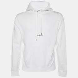 Pre Owned Saint Laurent White Cotton Knit Hoodie XS