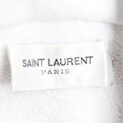 Pre Owned Saint Laurent White Cotton Knit Hoodie XS
