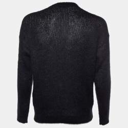 Saint Laurent Black Logo Printed Mohair Knit Sweater S