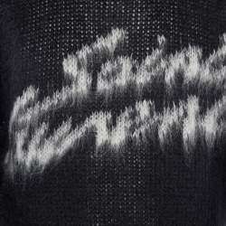 Saint Laurent Black Logo Printed Mohair Knit Sweater S