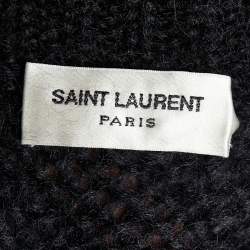 Saint Laurent Black Logo Printed Mohair Knit Sweater S
