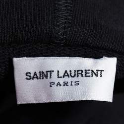 Saint Laurent Black Stars Archive Logo Printed Cotton Knit Hoodie S