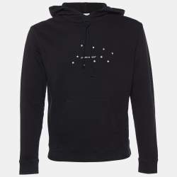 Saint Laurent Black Stars Archive Logo Printed Cotton Knit Hoodie S