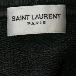 Pre Owned Saint Laurent Paris Dark Grey Cotton Raw Trimmed Hoodie L