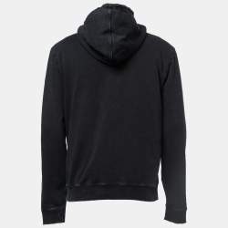 Pre Owned Saint Laurent Paris Dark Grey Cotton Raw Trimmed Hoodie L