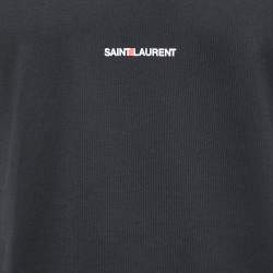 Saint Laurent Paris Black Jersey Logo Print T-Shirt M