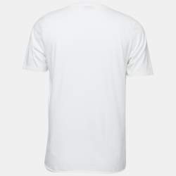 Saint Laurent Paris White Jersey Logo Heart Print T-Shirt M