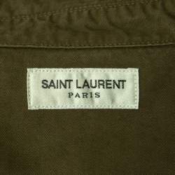 Saint Laurent Paris Green Stonewashed Cotton Western Shirt M
