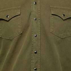Saint Laurent Paris Green Stonewashed Cotton Western Shirt M